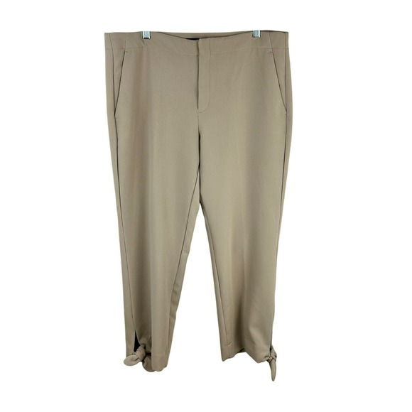 Banana Republic Avery Tie Hem Pants Women 14 Beige Tan Crop‎ Dress Work Stretch - Picture 2 of 10